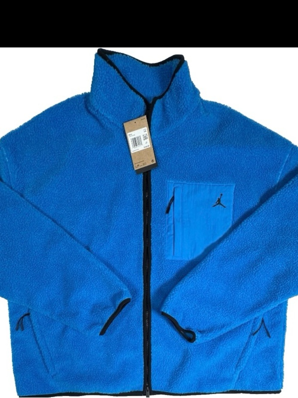 Jordan Blue Sherpa Full-Zip Jacket with Black Trim new